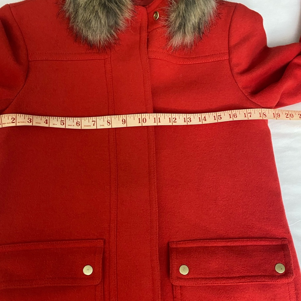 J. Crew Chateau Parka Wool Blend,Peacoat In Red Size 4 Petite. - Picture 9 of 12